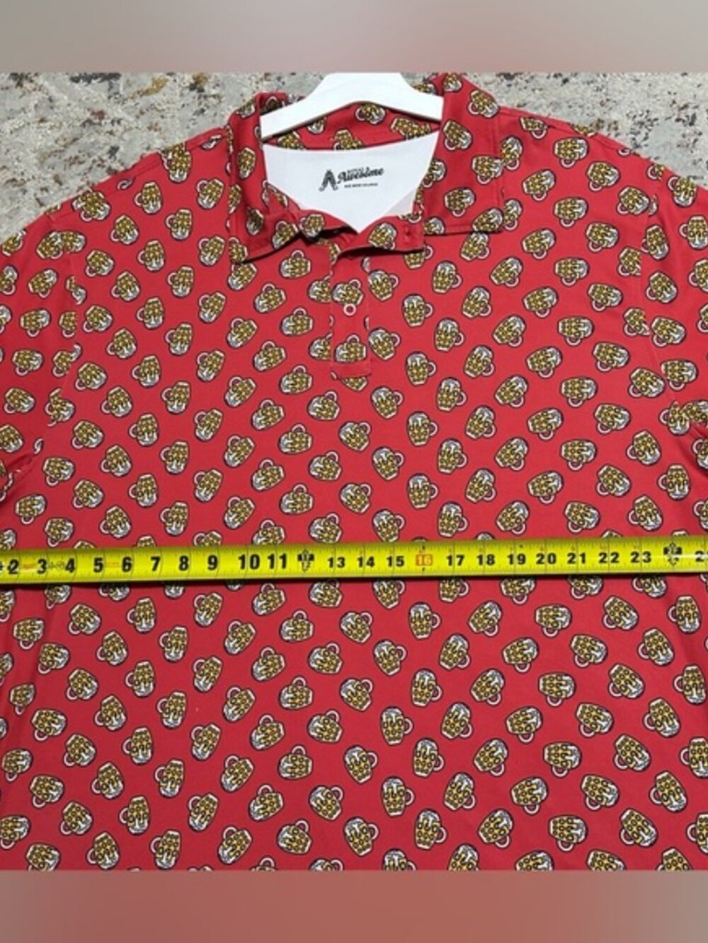 Royal & Awesome Golf Polo Shirt BEER MUGS Men's XXL Red - Picture 9 of 12
